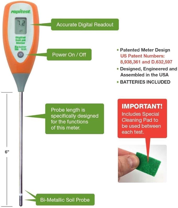 LUSTER LEAF 1845 RAPITEST DIGITAL Soil Plant Garden PH Sensor Meter Tester Test