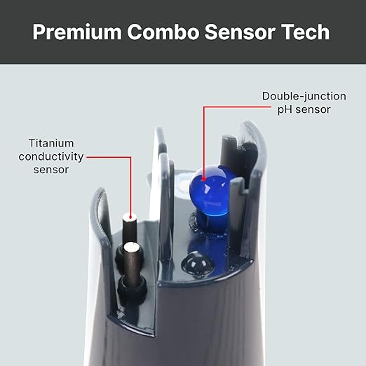 Apera Instruments GroStar Series GS4-P pH/EC/500ppm/700ppm/ORP 6-in-1 Combo Pen Tester Kit with Replaceable Double-Junction pH/EC Probe and ORP Probe for Hydroponics Water Quality Testing, Gen II