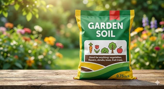 Lot of Premium Garden Soil All Purpose 0.75 cu. ft. for In-Ground Use, Gardens and Raised Beds, Flowers, Vegetables, Trees, Shrubs, Buy 6, 9 or 60 Bags - Don't Carry Heavy - CAR Clean. (60)