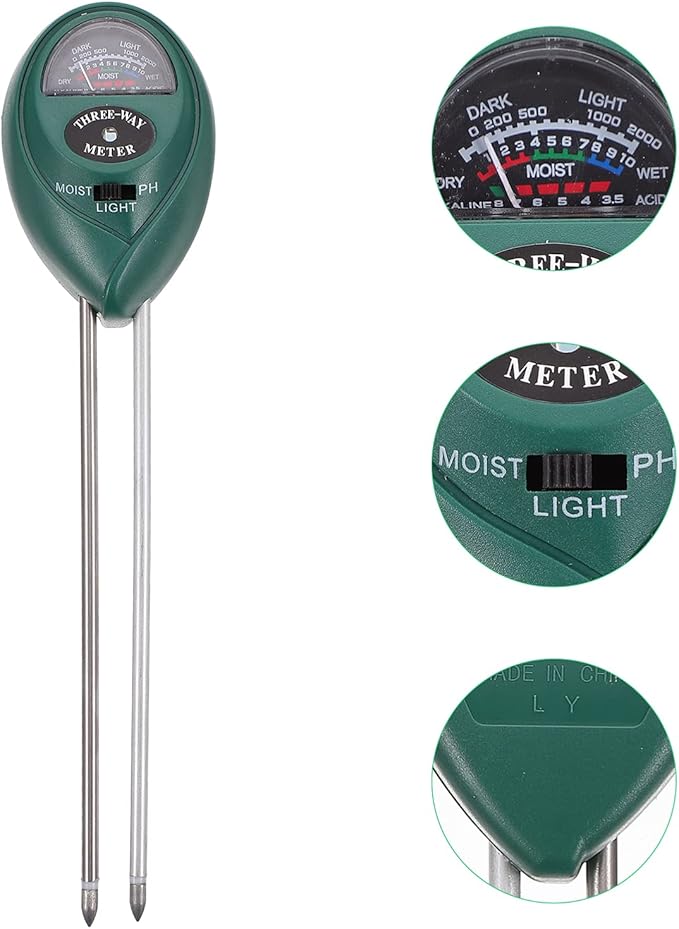 ULTECHNOVO Soil Detector Soil Checker Kit Lawn Soil Tester 3 in 1 Soil Test Kit Soil Humidity Checker Garden Soil Tester Soil Ph Meter Gardening Soil Tester Garden Tool 3 in 1 Soil Tester