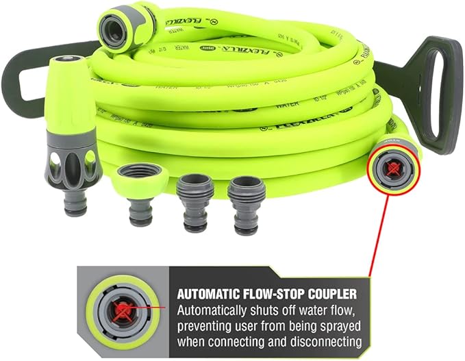 Flexzilla HFZG12050QN Garden Hose Kit with Quick Connect Attachments | Lightweight Coils Easily | Quick Connect Couplers | Won't Kink Under Pressure