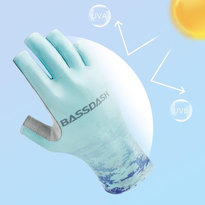 BASSDASH ALTIMATE UPF 50+ Women’s Fishing Gloves UV Sun Protection Fingerless Gloves for Kayaking Paddling Hiking Cycling Driving Shooting Training