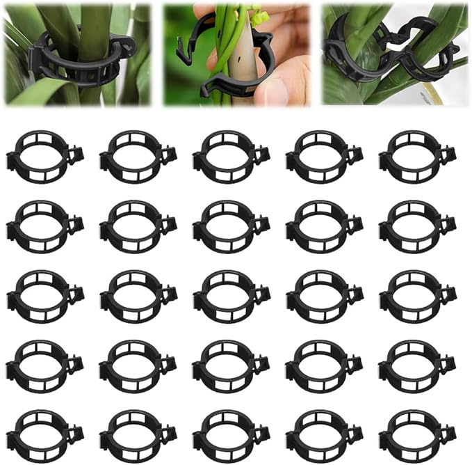 Plant Support Clips, Reusable Plastic Plant Clips for Securing Plants, Garden Clips for Climbing Plants, Plant Fixing Clips for Tomato, Grape and Vine Vegetables (300, Black)