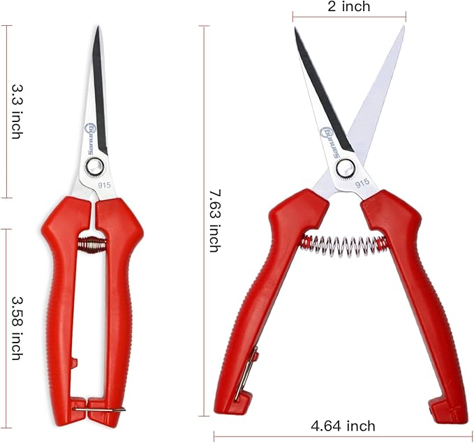 Sanung 2 PACK Straight Stainless Steel Pruning Shears, Hand Pruner Garden Trimmer Scissors with PVC Handle Safety Lock, Ideal for Gardening, Tree Trimming