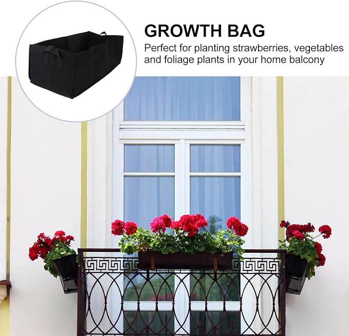 Plant Grow Bags 2 Pack Fabric Raised Garden Bed, Rectangle Grow Bag, 8 Gallon Breathable Potato Tomato Planter Pots Container for Outdoor Vegetables Plant Flowers