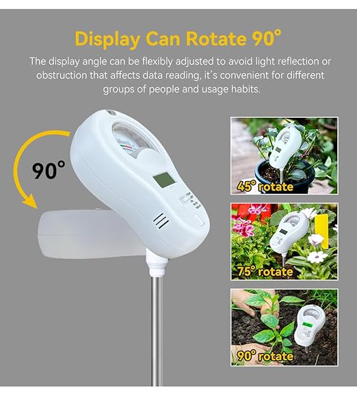 6in1 Multi-Function Soil Moisture Meters Tester Temperature/PH/Humidity/Moisture/Sunlight/Fertility Meter Soil Testing Analyzer Kit for Plants Farms Gardens Lawns Indoor Outdoor Plant Care
