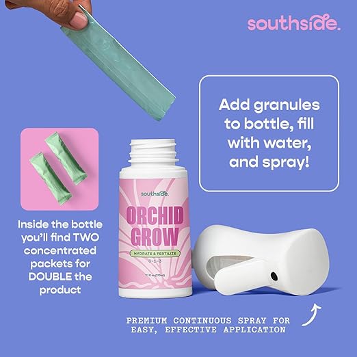 Orchid Grow Fertilizer by Southside - 7.1 oz - Bring Dormant Orchids Back to Life - Gentle Formula, Premium Continuous Spray for Easy Coverage