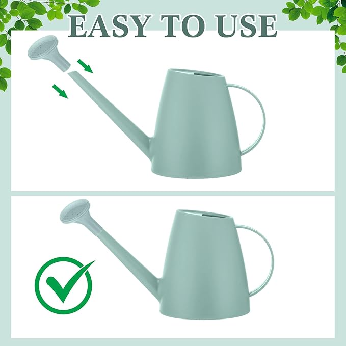 Reallnaive 6 Pcs Indoor Watering Can Set 1/2 Gallon Can 6.8 oz Spray Bottle 17 oz Squeeze Bottle Plant Watering Globes Soil Moisture Meter Small Spraying Sets for Indoor Outdoor(Mint Green)