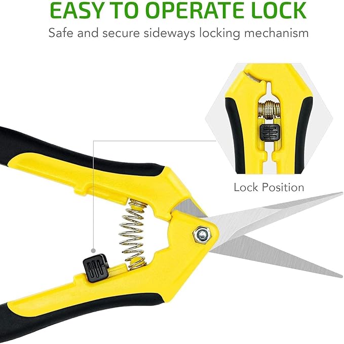 iPower 4Pcs 6.5'' Pruning Shears for Gardening Hand Pruner Trimming Scissors with Straight Stainless Steel Blades for Bonsai, Herb, Bud, Hedge, Yellow