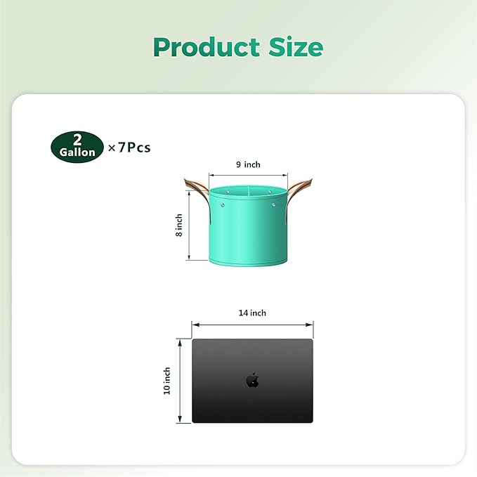7 Pcs 2 Gallon Potato Grow Bag, PE Garden pots Plant Grow Bag with Branch-Binding Holes and Drain holefor for Vegetables, Strawberries, Flowers