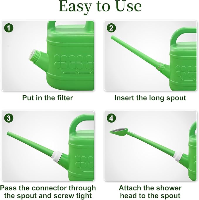 2 Gallon Watering Can for Outdoor Plants, Modern Watering Cans for House Plant Garden Flower, Plastic Watering Cans with Removable Nozzle and Long Spout