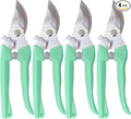 Pruning Shears for Gardening, 4 Pack Garden Scissors for Cutting Fresh Flowers, Floral Clippers for Plants, Fruits (Green)