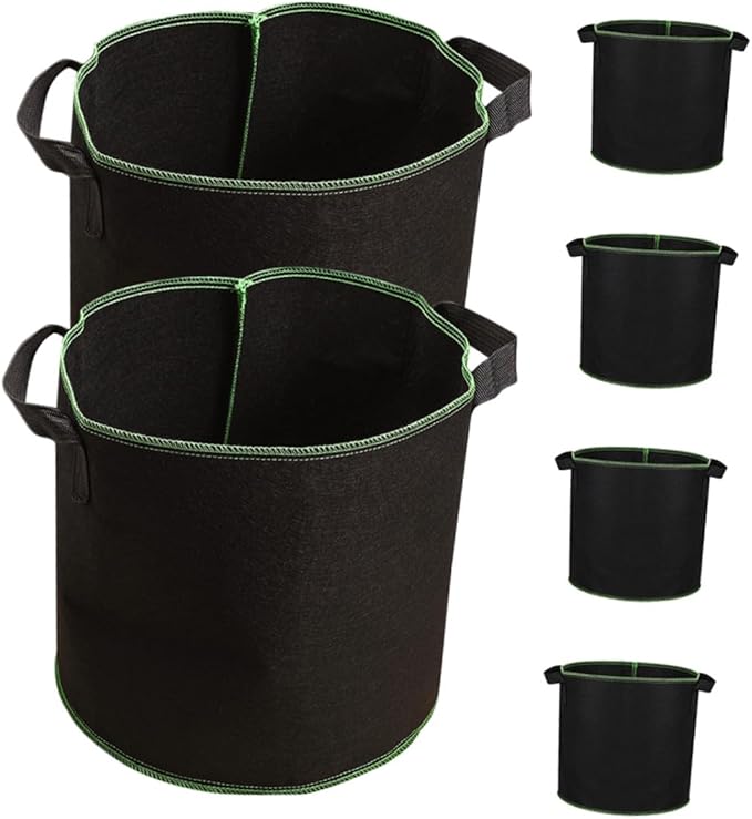 DOITOOL 6pcs Non-Woven Fabric Grow Bags with Handles 4 Gallon Plant Nursery Pots for Indoor and Outdoor Vegetable Seedlings Breeding