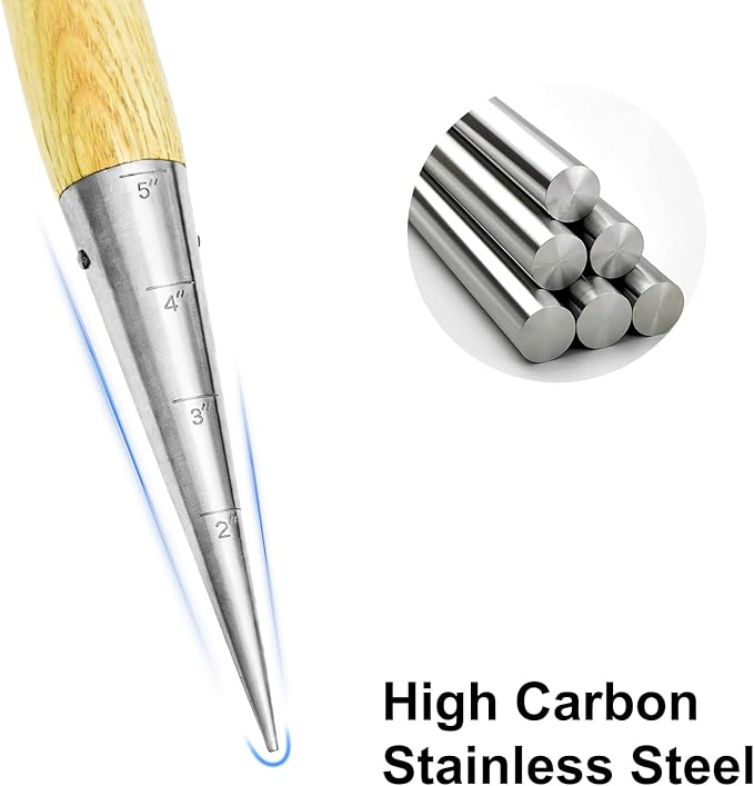 Seed Dibber Hand Dibber Bulb Planter Tool, Stainless Steel Garden Dibber with Wooden Handle for Planting Seeds, Bulbs, Tulips, Daffodils and Flowers