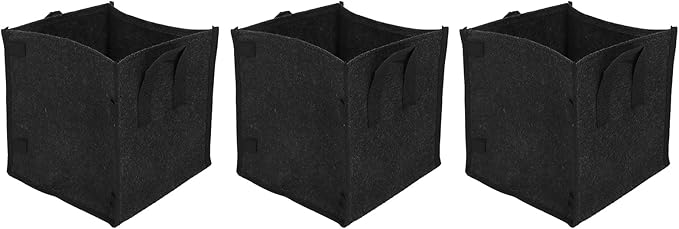 Fafeicy Plant Container 3Pcs Plant Growing Bag with Handles Black Square Felt Vegetable Fruit Flower Grow Container Garden Supplies ((5 gallons) 23.5 * 23.5 * 25)