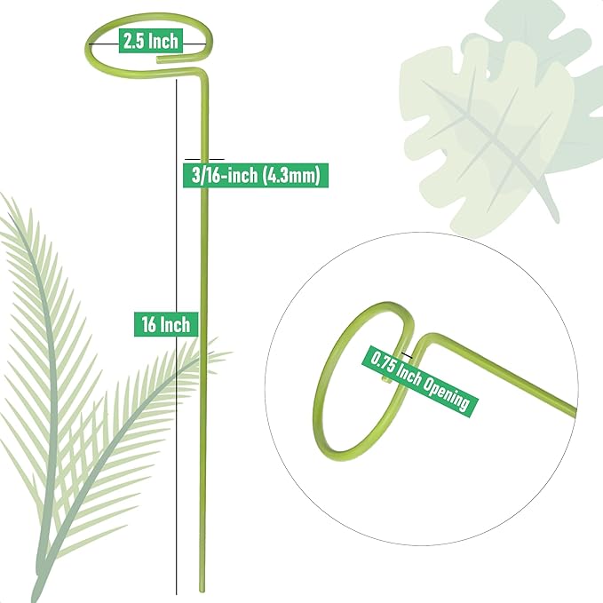 12-Pack Plant Stakes for Indoor Plants, 16 Inch Heavy Duty Adjustable Support Stakes & Tall Sticks for Monstera, Amaryllis, Orchid, Snake Plant, Single Stem, Indoor Outdoor