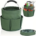 Gardening Tote Bag,Foldable Garden Tool Storage Bag Tool Organizer with 6 Exterior Pockets Wear-resistant & Reusable for Camping Picnicing Gardening Yard Lawn Work (Green)