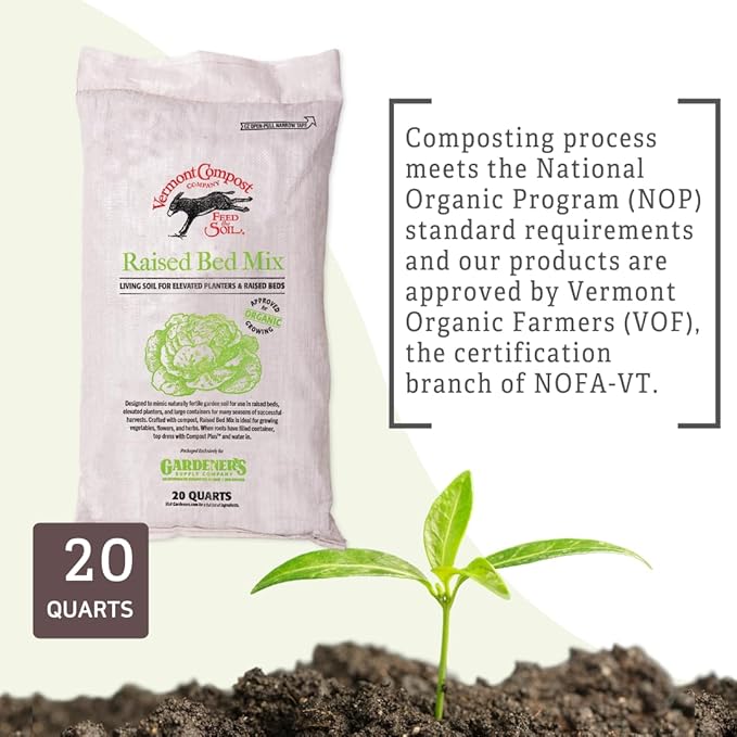 Raised Bed Mix | High-Nutrient Compost-Based Potting Soil for Plants & Vegetables Organic Gardening - 20 Quarts | Gardener's Supply Co Exclusive