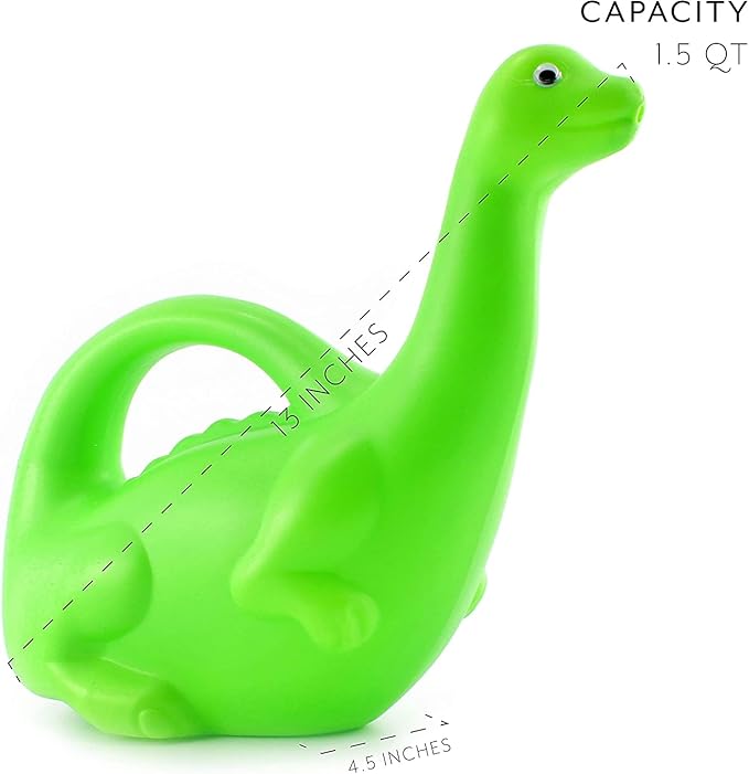 Cornucopia Brands Green Dinosaur Watering Can; Novelty Plastic Waterer Toddler-Friendly & Kid-Loved