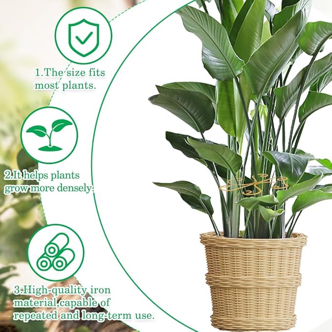 4PCS Iron Plant Stem Support for Indoor Plants Reusable Plant Holders Plants Support Stabilizer for Monstera Bamboo Flower for Growth Gardening Supplies Gifts for Gardeners Garden Tool Set