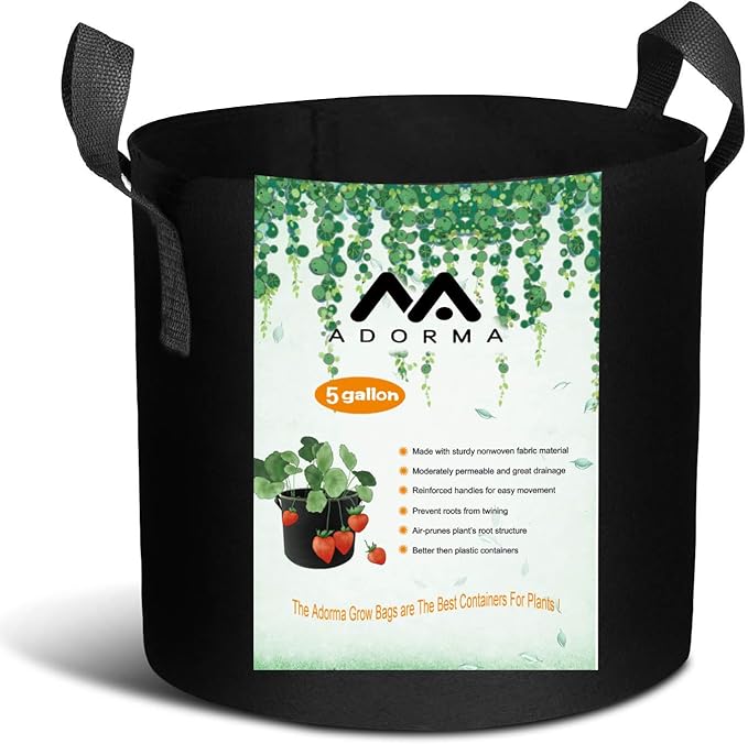 12 Packs 5 Gallon Grow Bags, Heavy Duty 300G Thickened Nonwoven Fabric Plant Pots with Handle