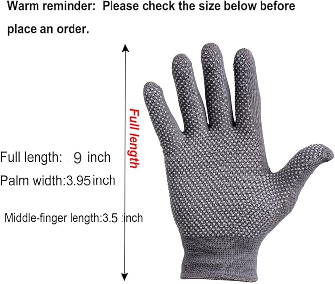 12Pairs Work Gloves Anti-slip Knitted Stretchy Cloth Glove Thin Moist Glove Liners