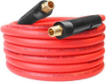 MaxWorks 80784 1/4" x 25ft Hybrid Polymer Air Hose – 300 PSI Maximum Working Pressure, All-Weather Flexibility, Lightweight, Non-Kinking, No-Memory Hose with Solid Brass Fittings