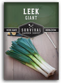 Survival Garden Seeds Giant Leek Seed for Planting - 1 Packet with Instructions to Plant and Grow Enormous Leeks in Your Home Vegetable Garden - Non-GMO Heirloom