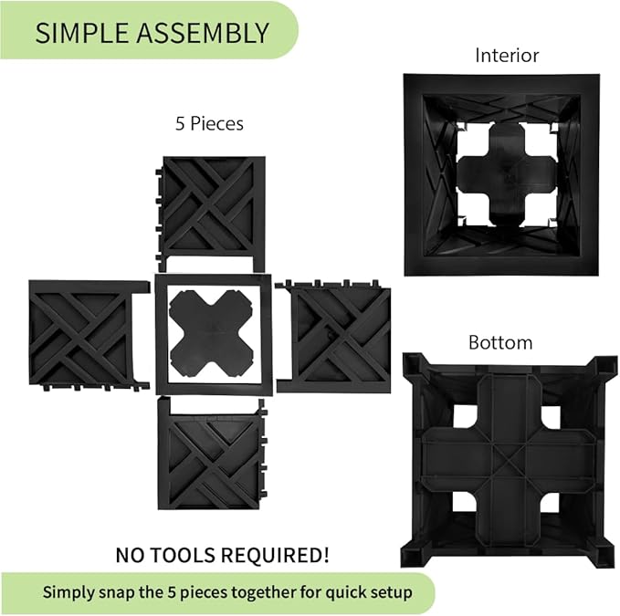 Trenton Gifts Chippendale Planters. Set of 2 .Black. Great for Outdoor Decor, Patio and Lawn Plant Holder