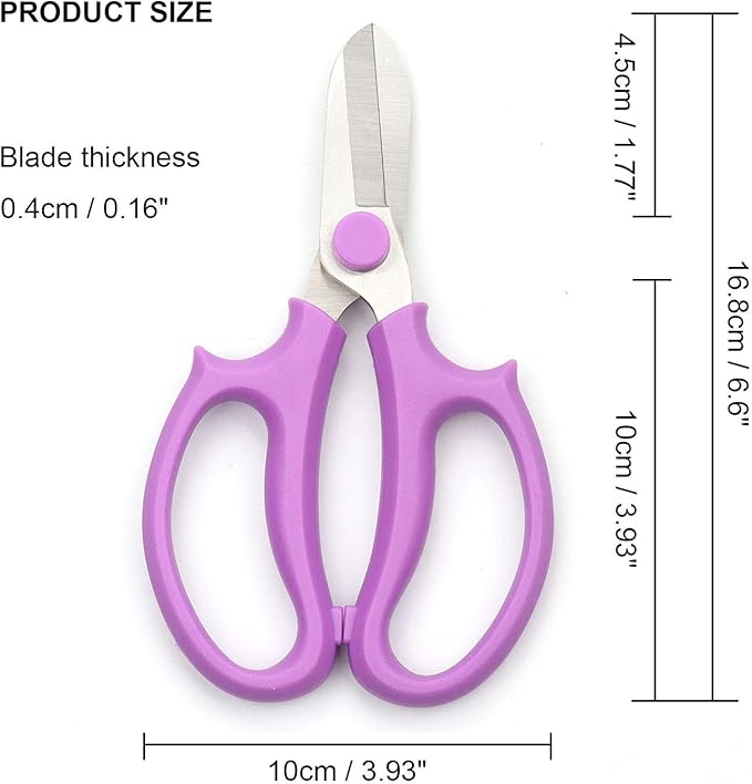 Garden Pruning Shears Scissors with Comfort Grip Handle, Premium Steel Professional Floral Scissors, Perfect for Arranging Flowers, Pruning, Trimming Plants, Gardening Tool (Purple)