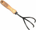 Dewit Cultivator Hand Tiller - 3-Tine, Short Handle, Works as Hoe - 11.5 in - Steel/Wood