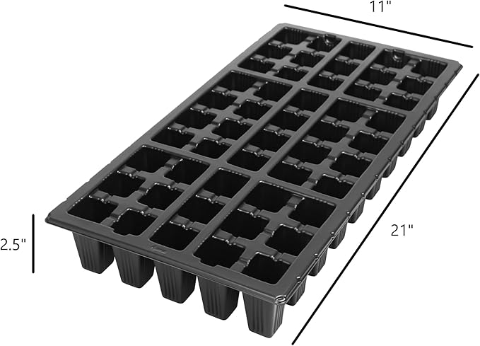 SUNPACK 21" x 11" Heavy Duty 50-Cell Square Insert, Black, 2.5" (Pack of 30) - Ideal for Greenhouses or Indoor Gardening - Holds Up to 50 Different Seeds
