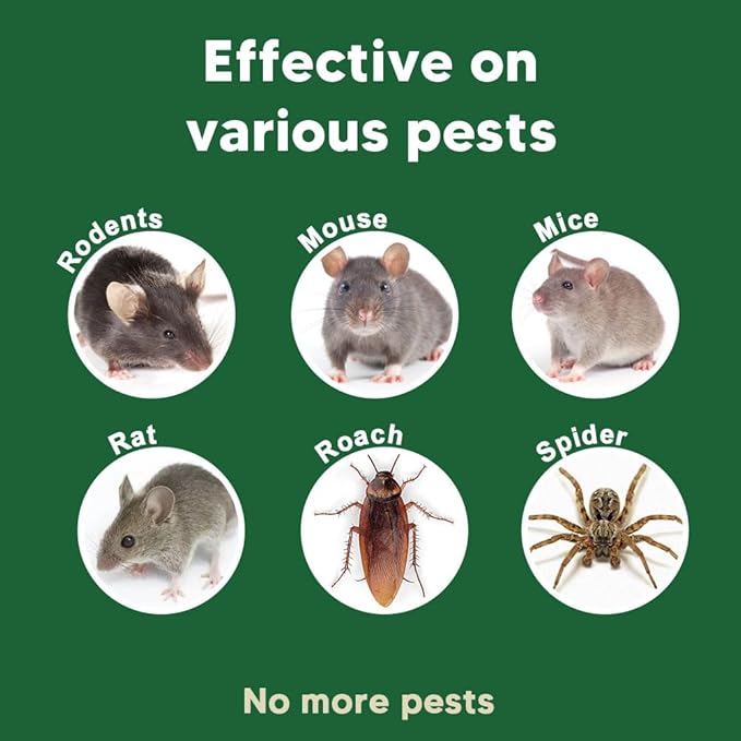 Pest Repellent, Rodent Repellent for Indoor and Outdoor, Mouse Repellent, Mice Repellent Indoor, Keep Rat, Ant, Moth and Spider Away from House, Safe for Kids and Pets, Protects 120 sq ft - 8P