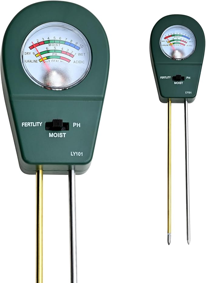 Powboro 3-in-1 Soil Tester Kit – Moisture/pH/Fertility Meter for Garden, Lawn, Potted Plants No Battery Needed Indoor/Outdoor Soil Test Kit