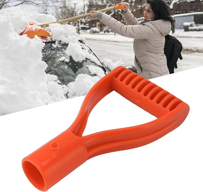 Fdit Gardening Shovels,Spade Handle Plastic 32mm Inner Diameter D Grip Handle Shovel Handle Replacement for Snow Shovel Digging Raking (Orange)