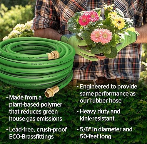 Continental Pathfinder ECO Green Garden Hose 5/8in Inside Diameter x 50ft Length Male x Female Garden Hose Thread Eco Brass Fittings