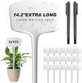 50 Pcs 14.2 Inch Plastic Plant Labels Tags T Type Plant Markers with Pen for Outdoor Indoor Garden Pot Herbs Flowers Vegetable(White)
