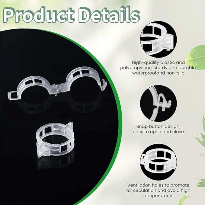 100pcs Plant Support Clips for Climbing Plants, Reusable Plastic Trellis Clips for Tomato, Grape Vine, Vegetables, Garden Fixing Clips (100, Black)