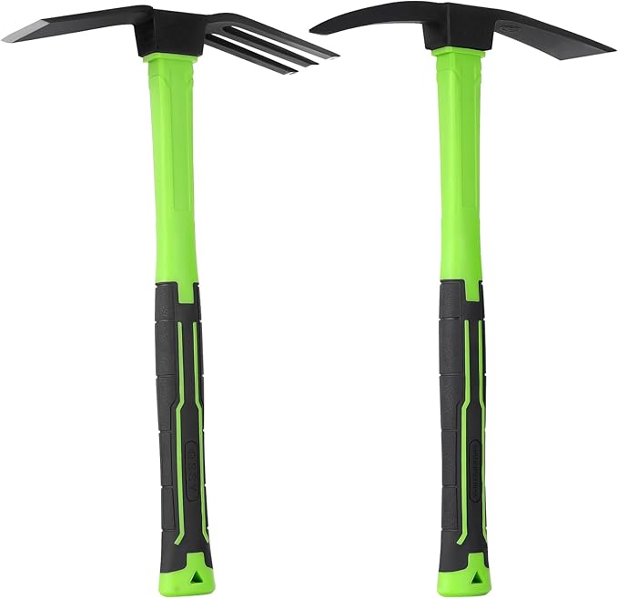 2pcs Garden Hoe and Cultivator Hand Rake Durable and Comfortable Handle Garden Tool Pick Axes for Digging Mattock