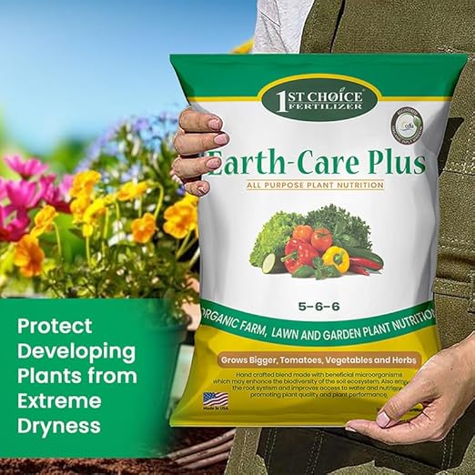 Earth-Care Plus 5-6-6 Organic Fast Acting Fertilizer for Plants - Water-Soluble Plant Food for Vegetables, Trees, and Flowers - Boost Growth for Lawns, & Gardens 48lb (12 Packs)