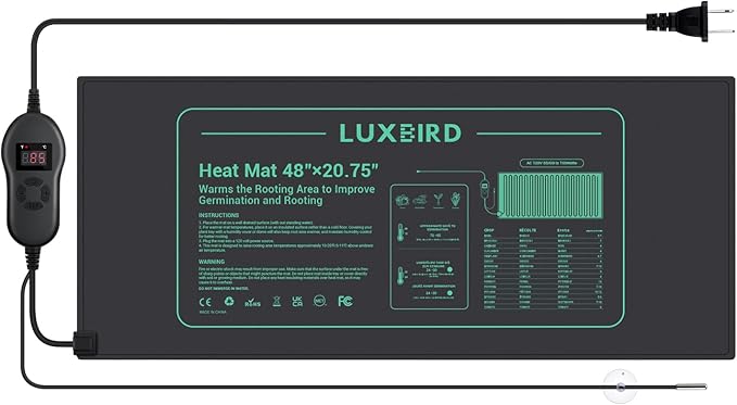LUXBIRD Seedling Heat Mat with Thermostat, 48" x 20.75" Larger Size for More Plants, Ideal for Indoor Planting, Germination, Home Brewing, Terrarium and Aquarium Heating