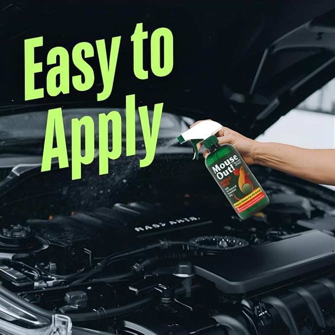 Mouse Out! All-Natural Rodent Repellent Spray – 16oz Essential Oil Formula – Protects Car Wiring & Stops Mice in Kitchens, Homes, RVs, and Garages – Safe for Pets & Kids