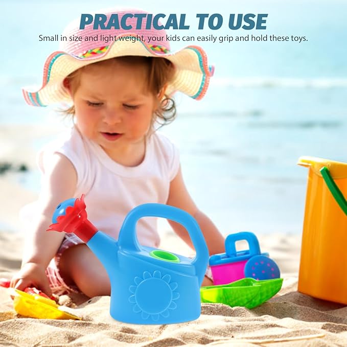 NUOBESTY 2 Pack Kids Watering Can Bath Toys, Mini Plastic Chicken Water Pot for Toddler Beach Sand Play & Garden, Baby Sensory Sprinkler Pail for Outdoor Pool Fun (Random Color)