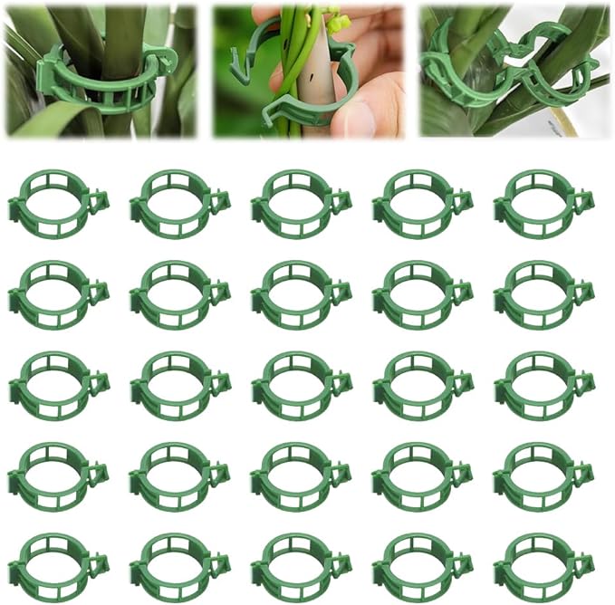 Plant Support Clips, Reusable Plastic Plant Clips for Securing Plants, Garden Clips for Climbing Plants, Plant Fixing Clips for Tomato, Grape and Vine Vegetables (50, Green)
