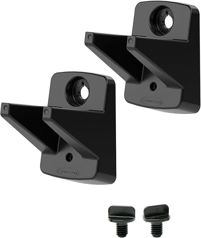 Suncast 4 Pack Wall Mount Hook Tool Organizer, Outdoor Rack System for Garage Storage, Closet, Shed, or Cleaning Organization, Black