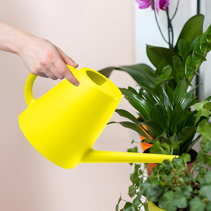 Heavy Plant Watering Can - Plastic Indoor and Outdoor - 1/2 Gallon - Yellow