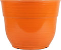 Garden Elements Indoor/Outdoor Glazed Brushed Happy Plastic Planter, Large, Bright Orange, 15"