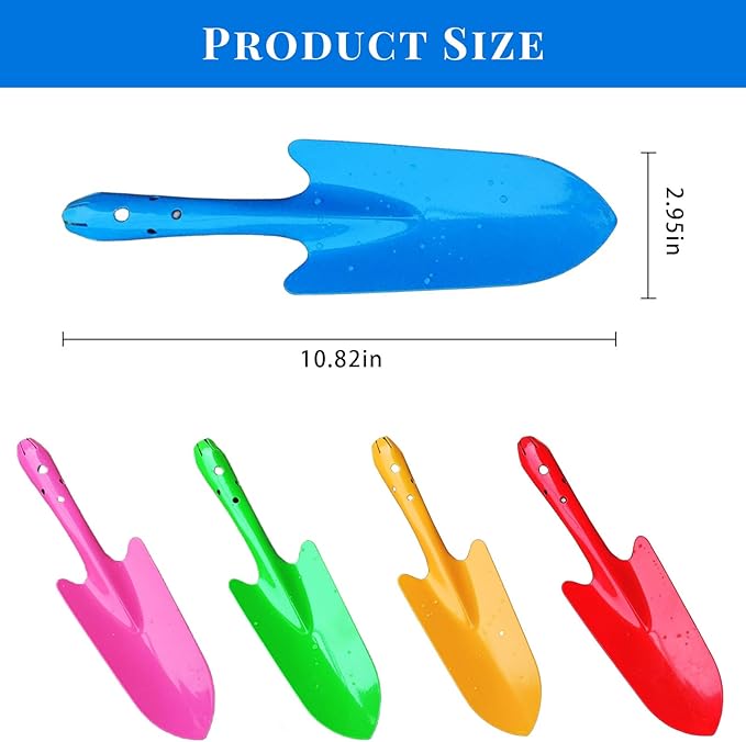 Garden Trowel for Digging and Planting, Mini Colorful Metal Hand Shovel, Small Trowel Set Garden Tools for Flower Soil Planting Digging Transplanting Ideal Gardening Gift for Kids