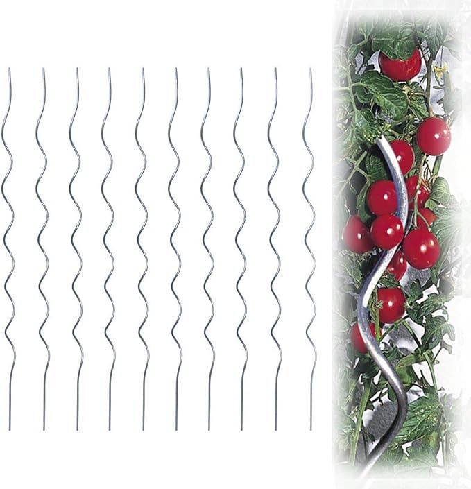 10 Pack Aluminium 72 inch Height Dia 10mm Twisted Tomato Stakes Plant Supports Spiral Tomato Cages,Climbing Plant Stake Tower Plant Supports Twist Tomato Stakes