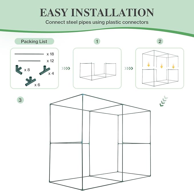 BPS Crop Cages for Garden Plant, 8x4x6 Ft Plant Netting Protection Tent with Zippered Door for Plants, Raised Garden Bed Cover with Frame for Vegetables, Fruits and Flowers